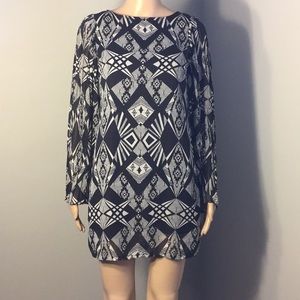 FIRE LOS ANGELES BLACK SILVER BOATNECK MINI DRESS